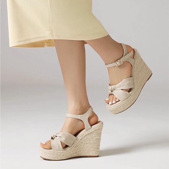 ZodyBoer Womens High Heel Espadrille Platform Wedges Sandals with Bow Tie NWOT 9 - Picture 2 of 10